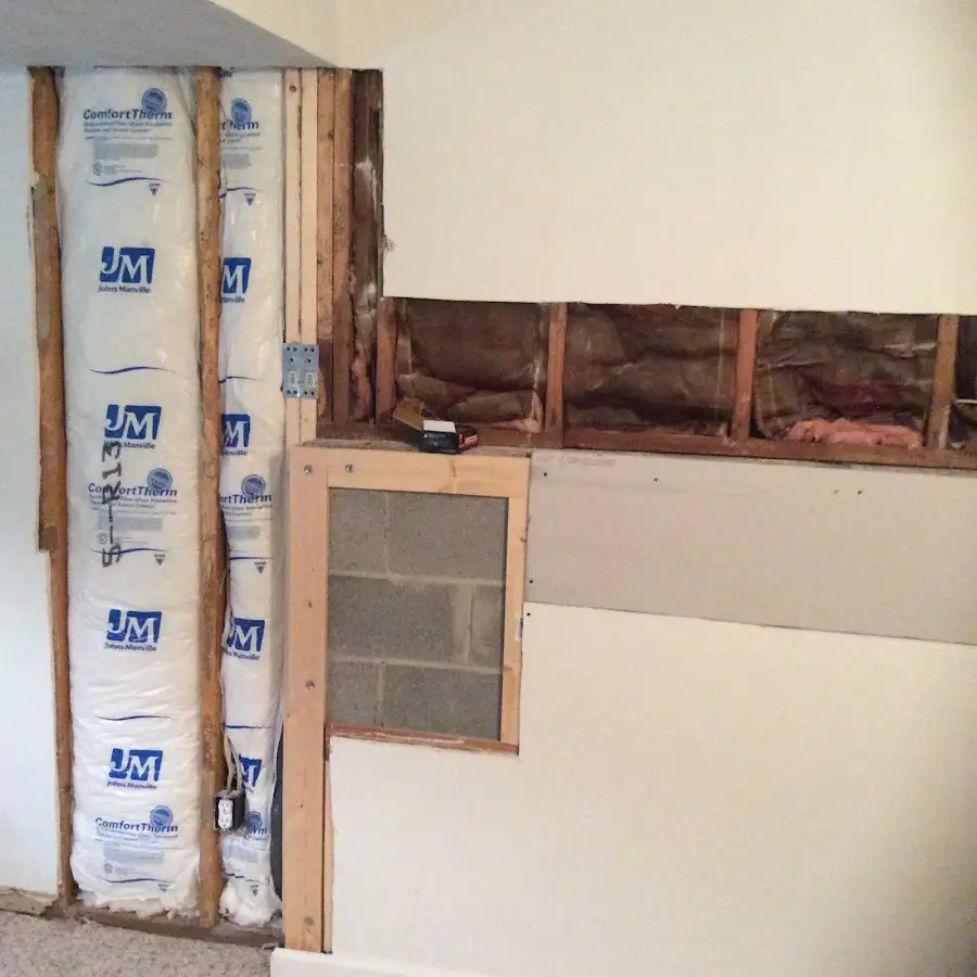 Wall insulation replacement during Structural Drying in South Burlington